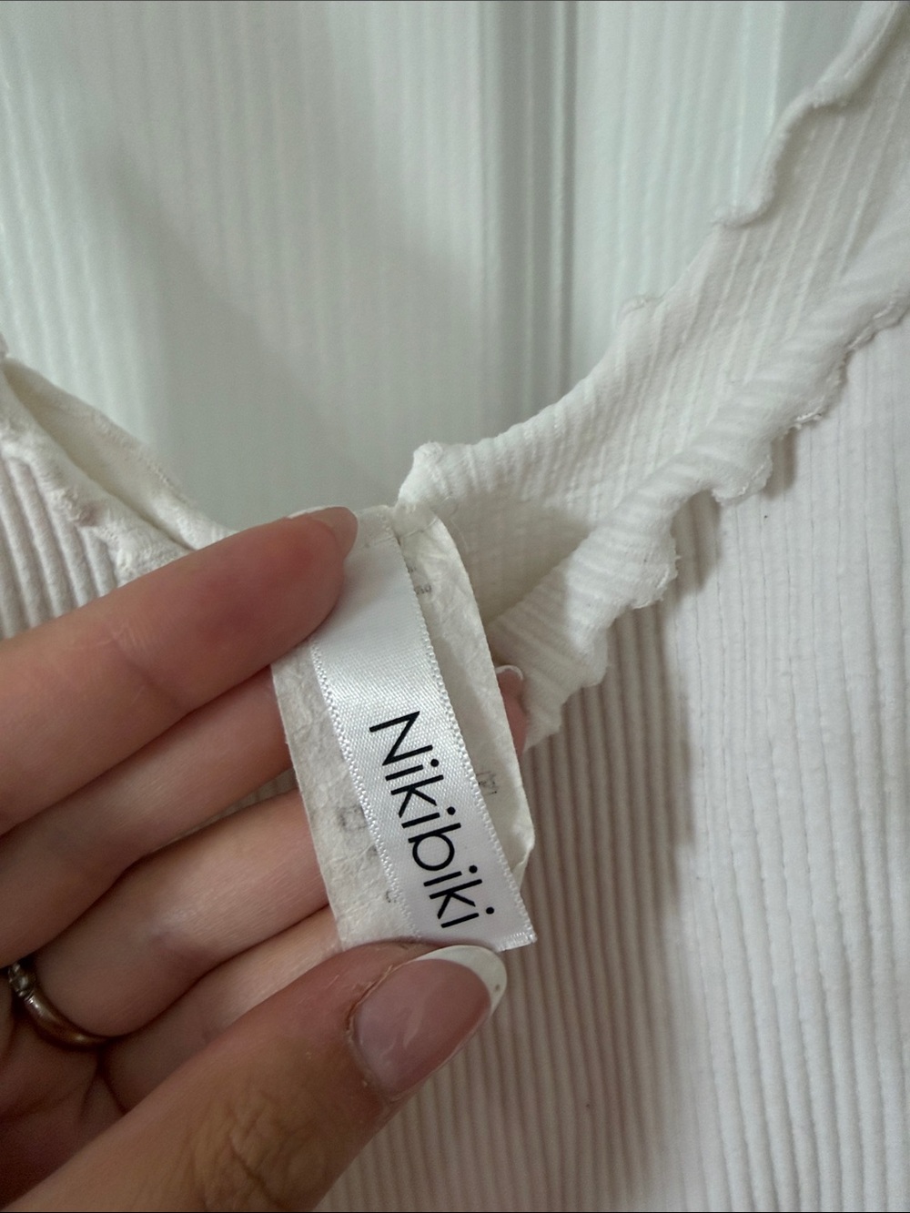 Nikibiki Ribbed Ruffle-Edge Crop Tank - Picture 2 of 3